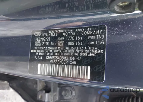 2021 Hyundai Venue Denim from USA, damaged, VIN KMHRC8A38MU104087